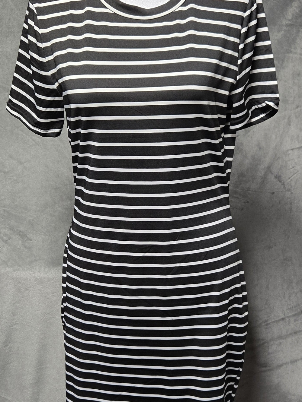 SHEIN Black & White Striped Short Sleeve Tee Dress